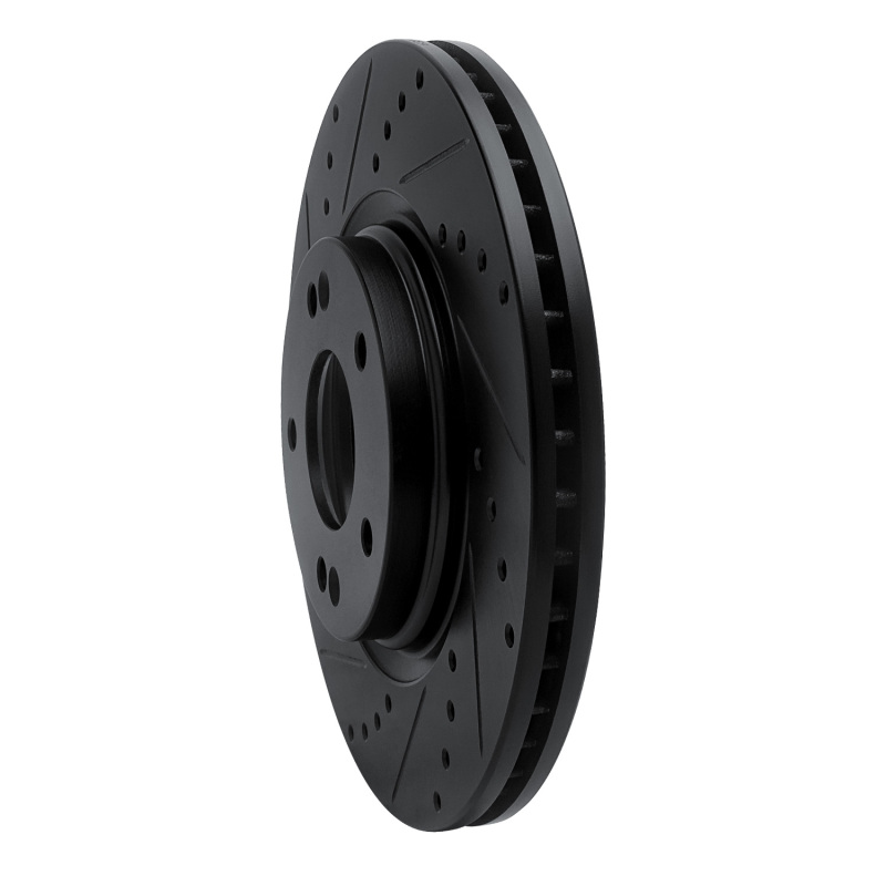 Hyundai Kona Brake Rotor (1) - Front Left - R1 Concepts - Drilled & Slotted - Black - `15-`25